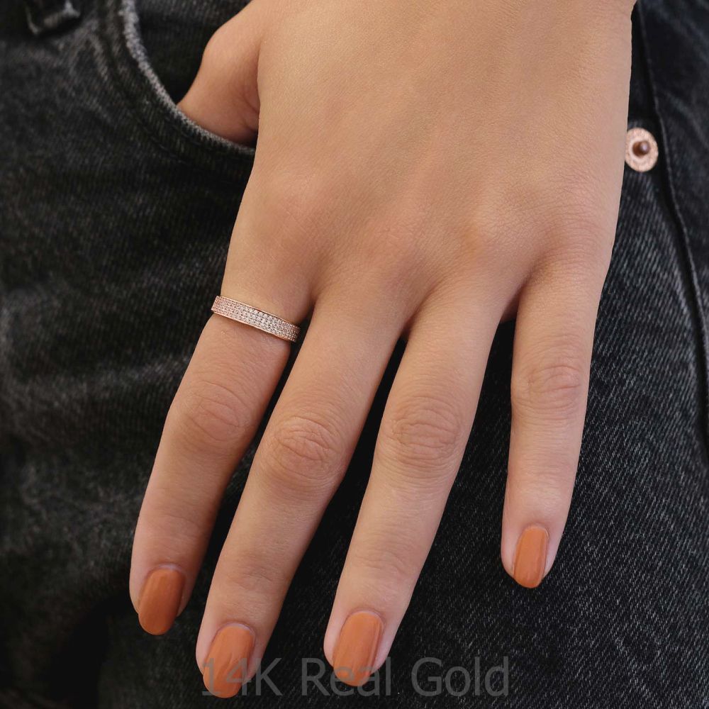 תכשיטי זהב לנשים | טבעת מזהב ורוד 14 קראט - קלייר