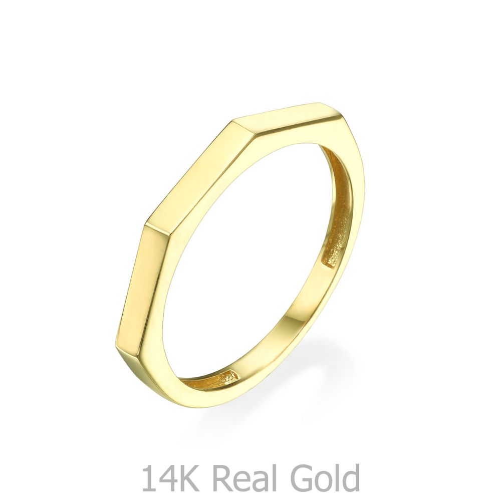 תכשיטי זהב לנשים | טבעת מזהב צהוב 14 קראט - גאומטרית
