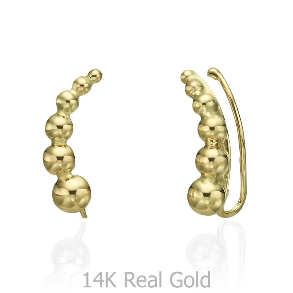 תכשיטי זהב לנשים | עגילים מטפסים מזהב צהוב 14 קראט - אנדרומדה
