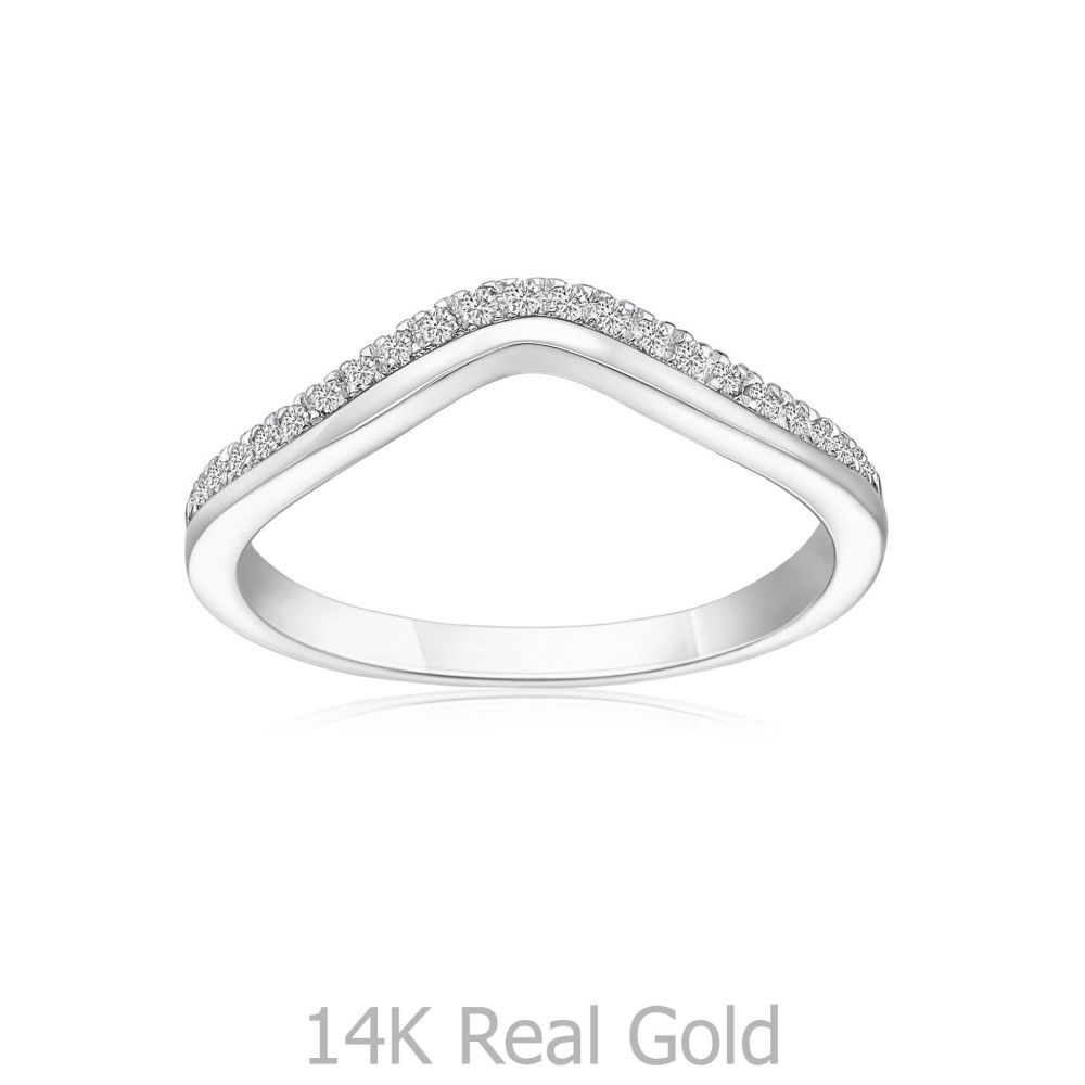 תכשיטי יהלומים | טבעת יהלומים מזהב לבן 14 קראט - לורי