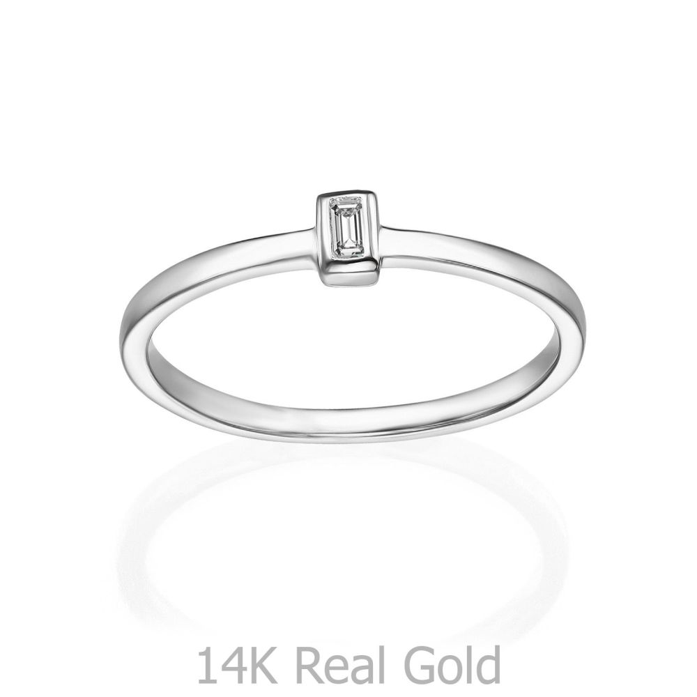 תכשיטי יהלומים | טבעת יהלומים מזהב לבן 14 קראט - טאי