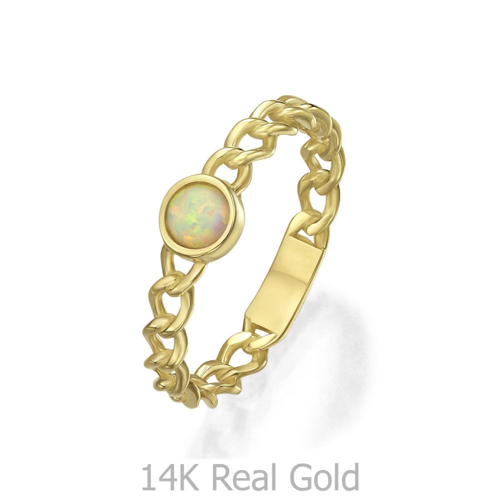 טבעות זהב | טבעת לנשים מזהב צהוב 14 קראט - אמבר