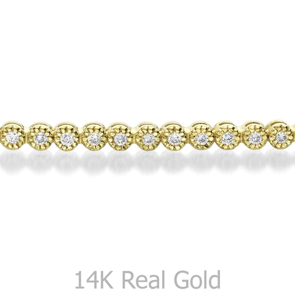 תכשיטי יהלומים | צמיד טניס יהלומים מילנו מזהב צהוב 14 קראט - שרלוט
