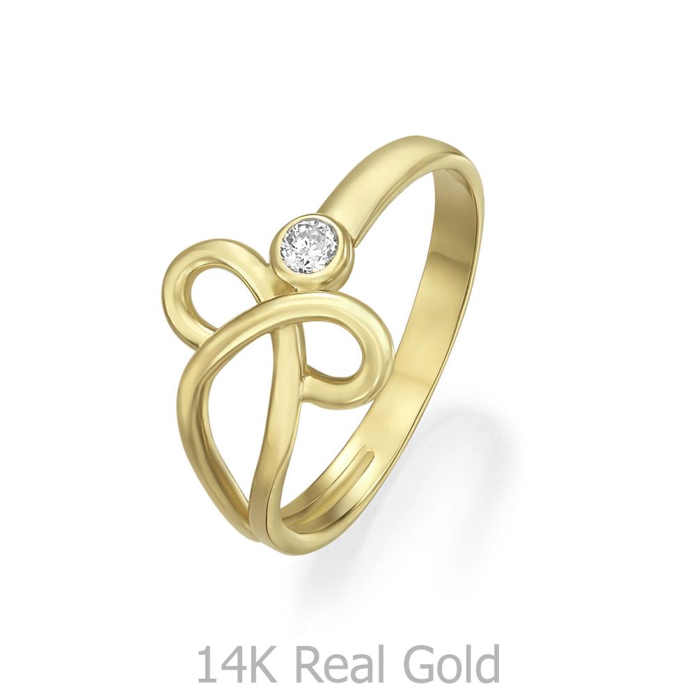 טבעות זהב | טבעת לנשים מזהב צהוב 14 קראט - גאיה
