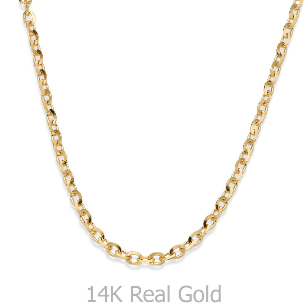 תכשיטים לגבר | שרשרת זהב צהוב 14 קראט לגברים, מדגם רולו 2.2 מ