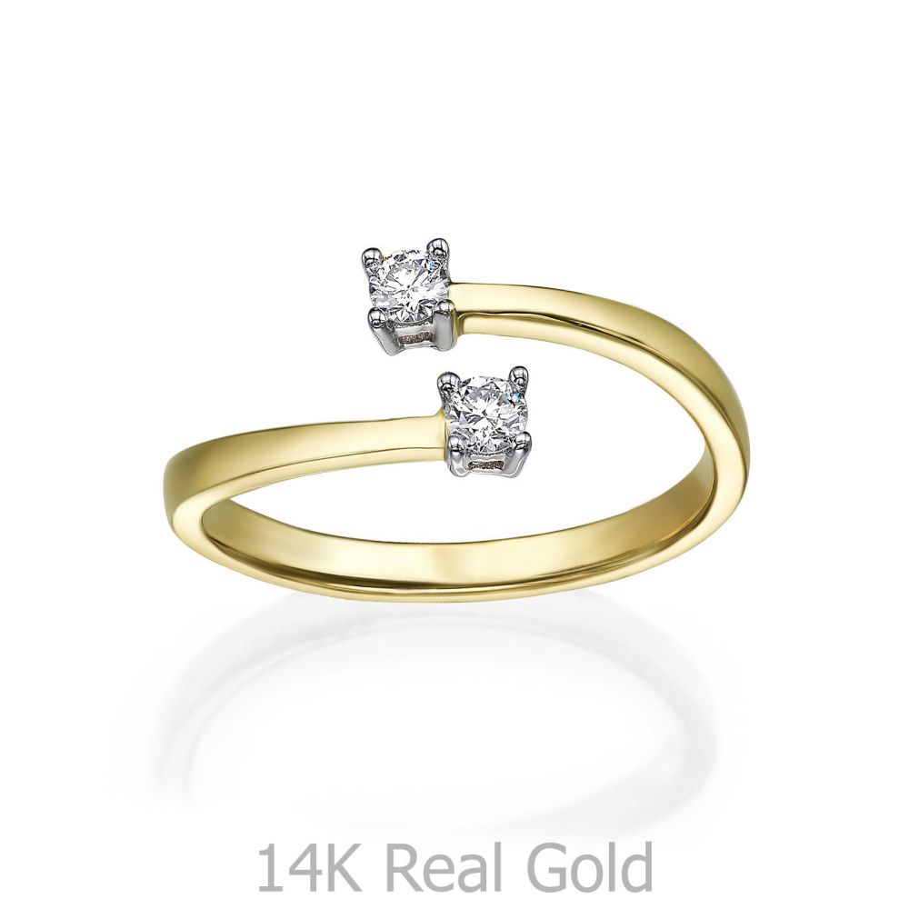 תכשיטי יהלומים | טבעת יהלומים מזהב צהוב 14 קראט - ריי