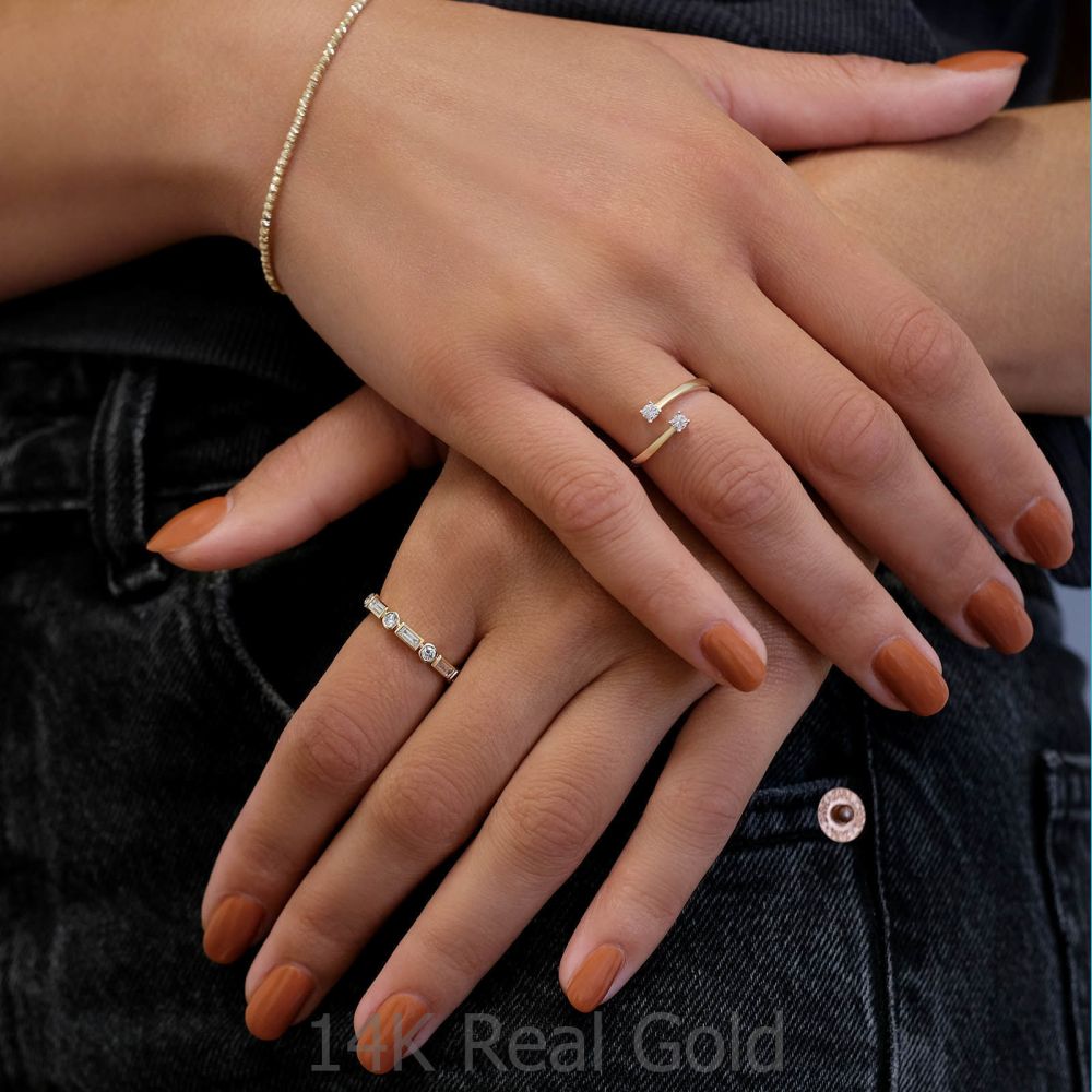 תכשיטי יהלומים | טבעת יהלומים מזהב צהוב 14 קראט - ריי