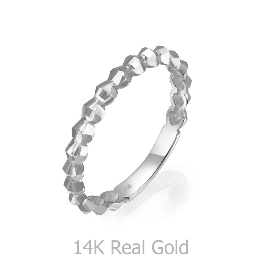 תכשיטי זהב לנשים | טבעת מזהב לבן 14 קראט - שר