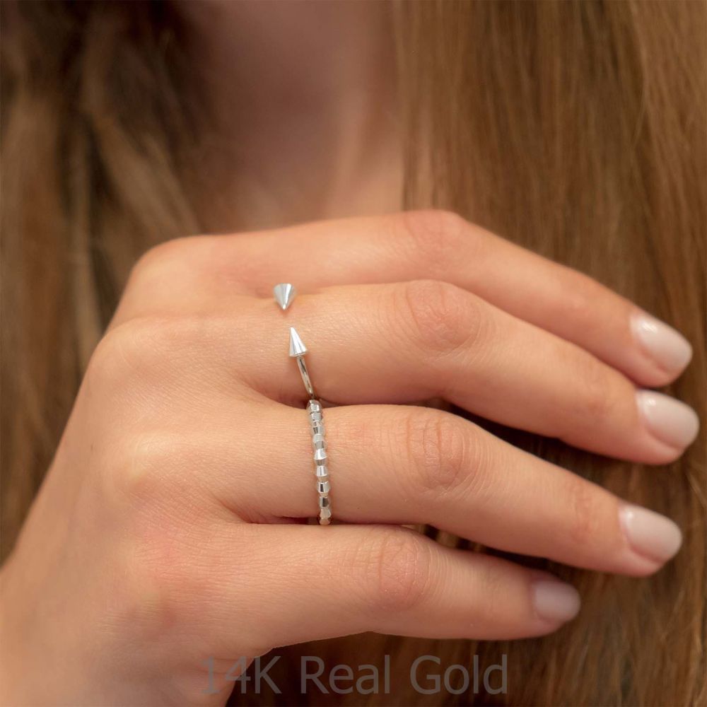 תכשיטי זהב לנשים | טבעת מזהב לבן 14 קראט - שר
