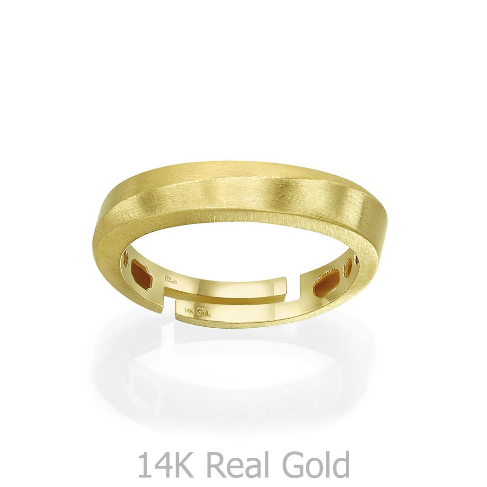 תכשיטי זהב לנשים | טבעת מזהב צהוב 14 קראט - גל עדין מט