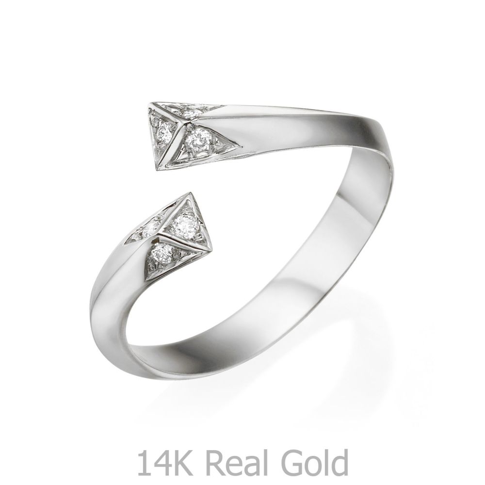 תכשיטי יהלומים | טבעת יהלום מזהב לבן 14 קראט - אפרודיטה