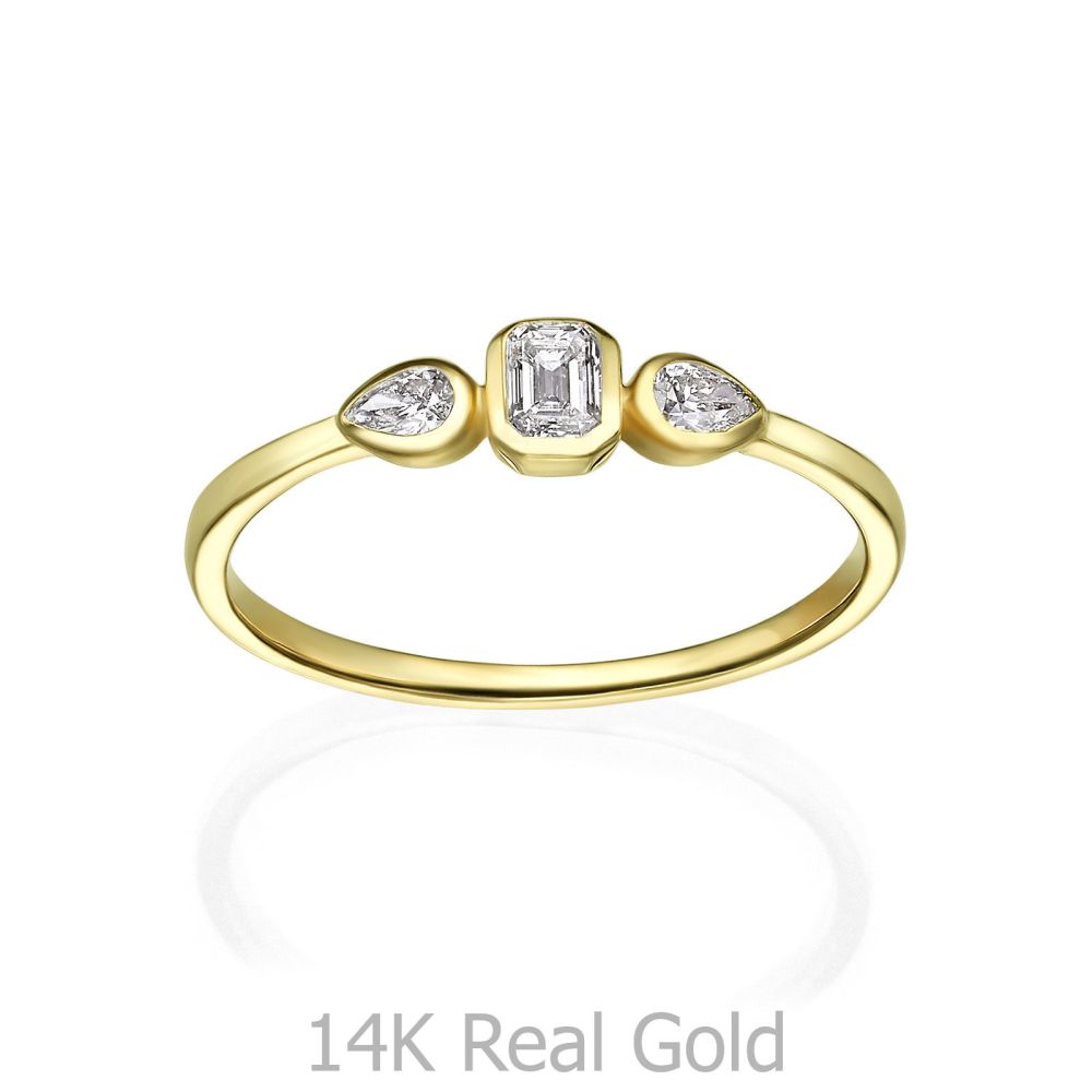 תכשיטי יהלומים | טבעת יהלומים מזהב צהוב 14 קראט - ביאנקה