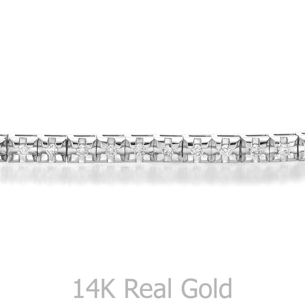 תכשיטי יהלומים | צמיד טניס יהלומים פירמידה מזהב לבן 14 קראט - קייט