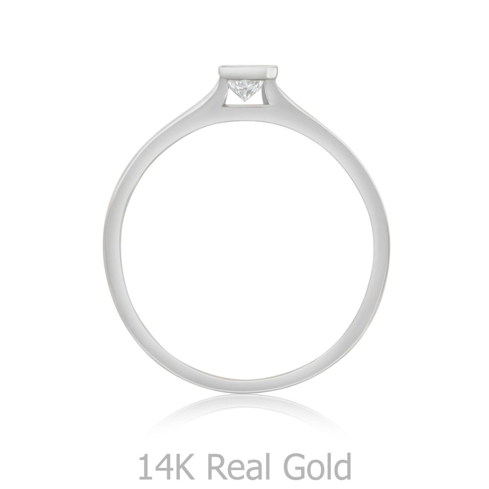 תכשיטי יהלומים | טבעת יהלומים מזהב לבן 14 קראט - מון