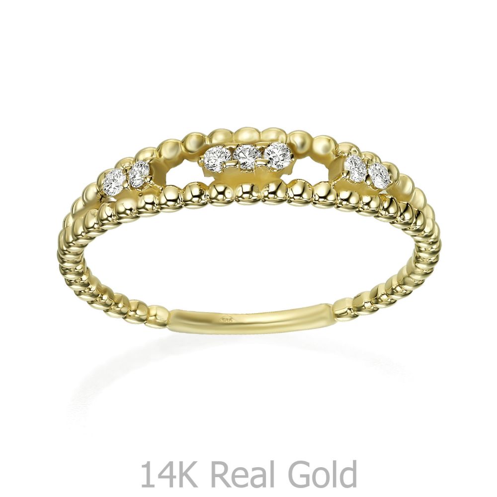 תכשיטי יהלומים | טבעת יהלום מזהב צהוב 14 קראט - קיילי