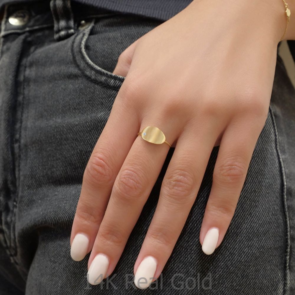 תכשיטי זהב לנשים | טבעת לאישה מזהב צהוב 14 קראט - חותם הוואנה