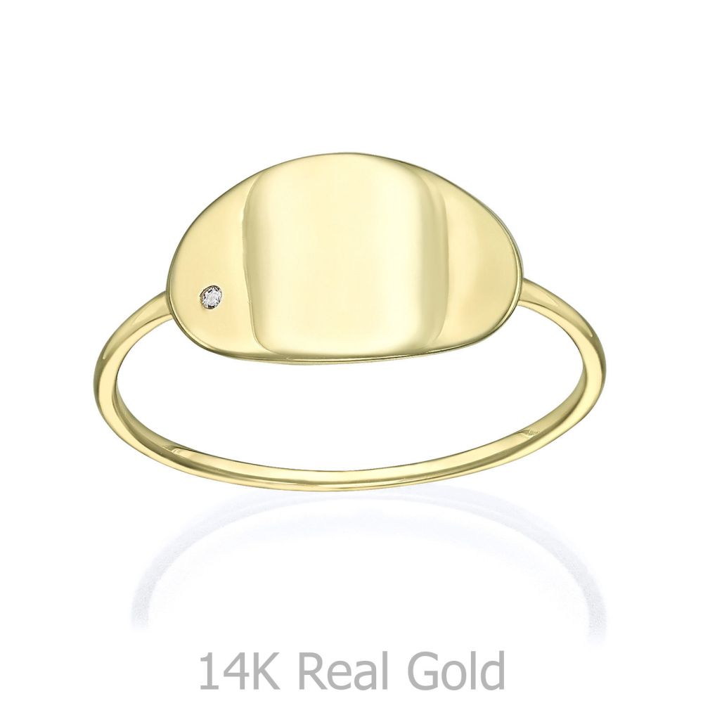 תכשיטי זהב לנשים | טבעת לאישה מזהב צהוב 14 קראט - חותם הוואנה