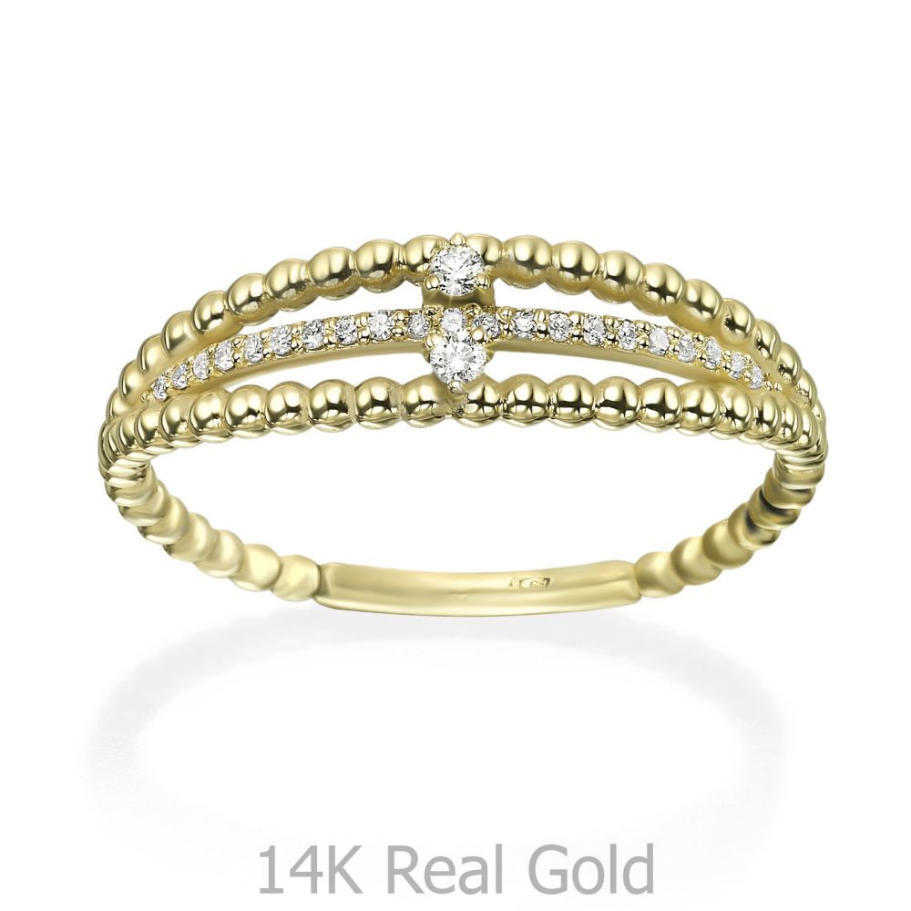 תכשיטי יהלומים | טבעת יהלום מזהב צהוב 14 קראט - דסטני