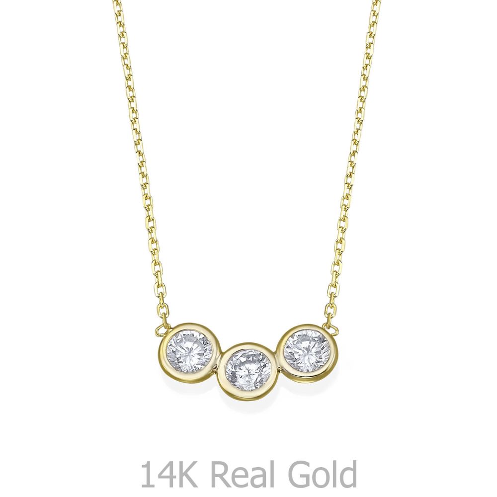 תכשיטי זהב לנשים | שרשרת ותליון מזהב צהוב 14 קראט - עיגולי ארבל