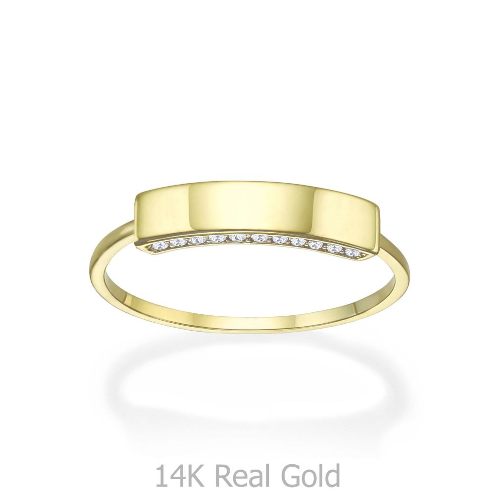 תכשיטי זהב לנשים | טבעת מזהב צהוב 14 קראט - חותם מנצנץ