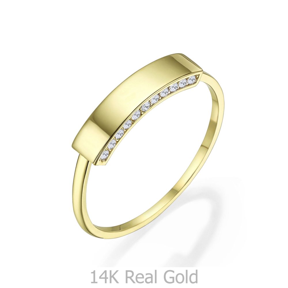 תכשיטי זהב לנשים | טבעת מזהב צהוב 14 קראט - חותם מנצנץ