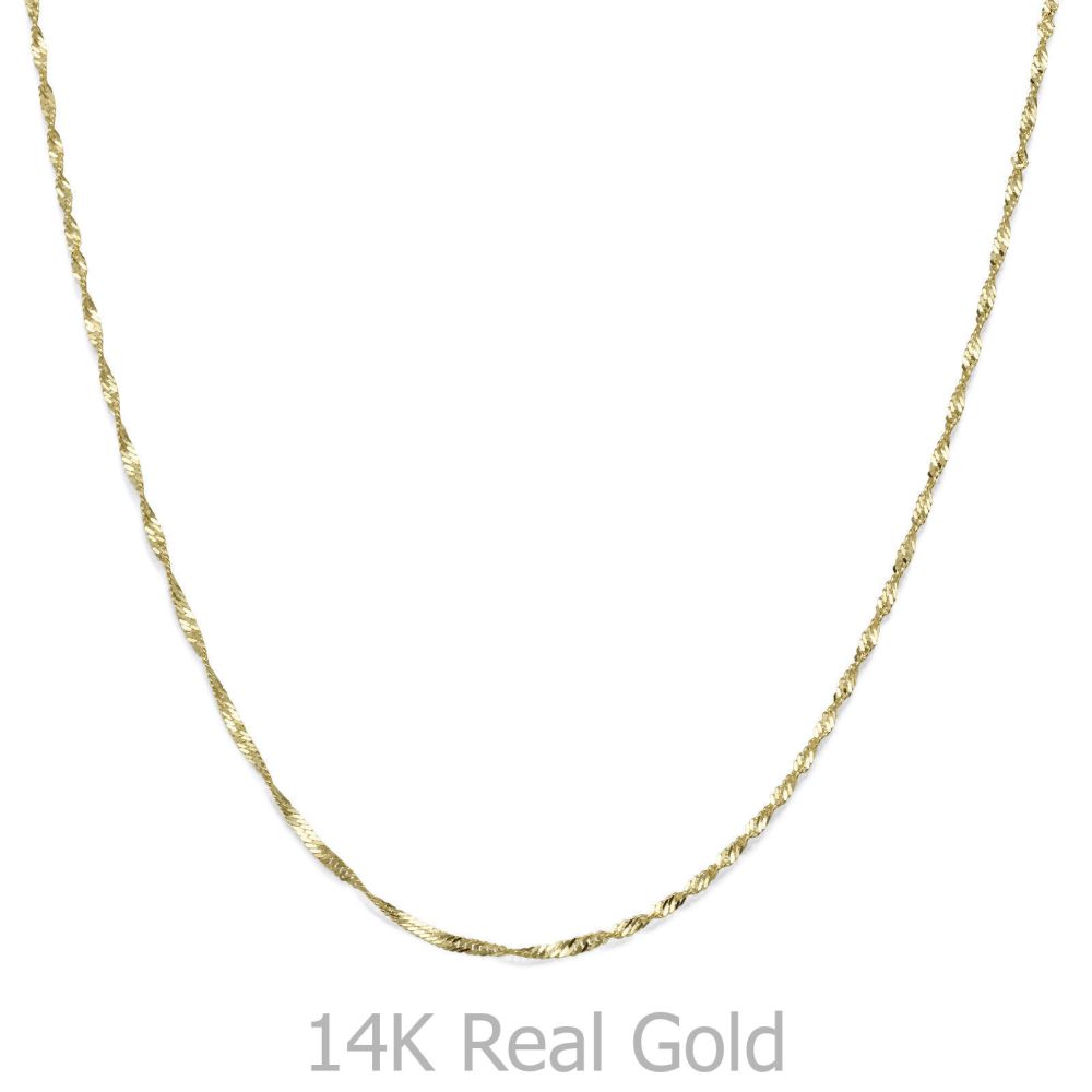 תכשיטים לגבר | שרשרת זהב צהוב 14 קראט לגברים, מדגם סינגפור 1.6 מ