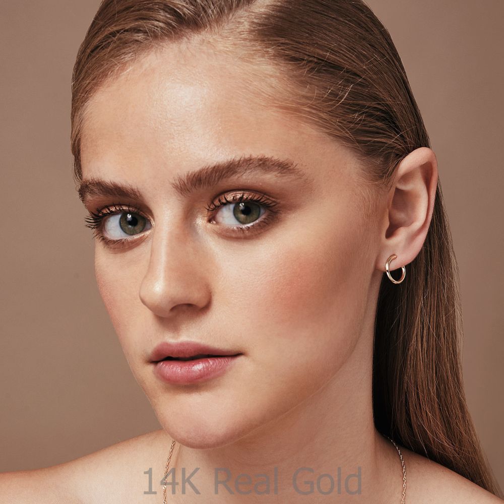 תכשיטי זהב לנשים | עגילים צמודים מזהב לבן 14 קראט - סאנרייז