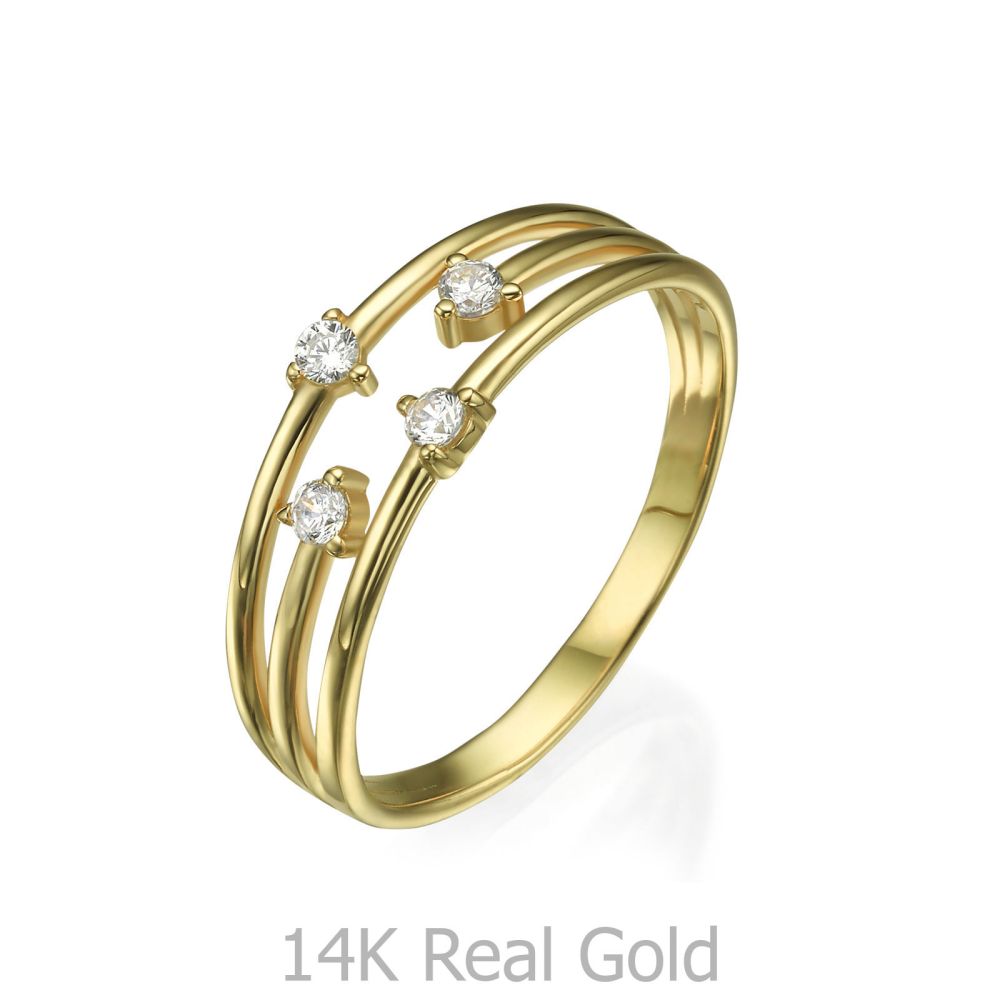 תכשיטי זהב לנשים | טבעת מזהב צהוב 14 קראט - אלמנטס