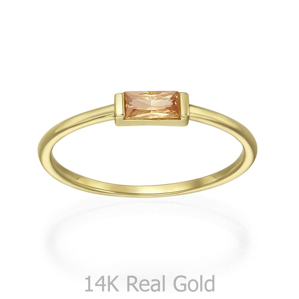 טבעות זהב | טבעת לנשים מזהב צהוב 14 קראט - לקסי