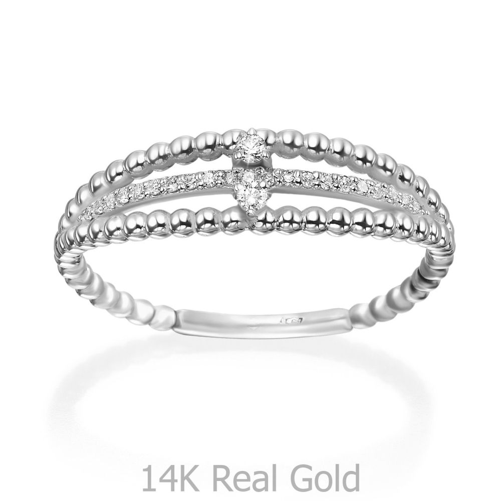 תכשיטי יהלומים | טבעת יהלום מזהב לבן 14 קראט  - דסטני