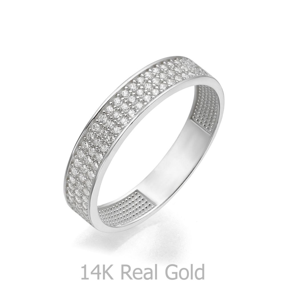 תכשיטי זהב לנשים | טבעת מזהב לבן 14 קראט - קלייר