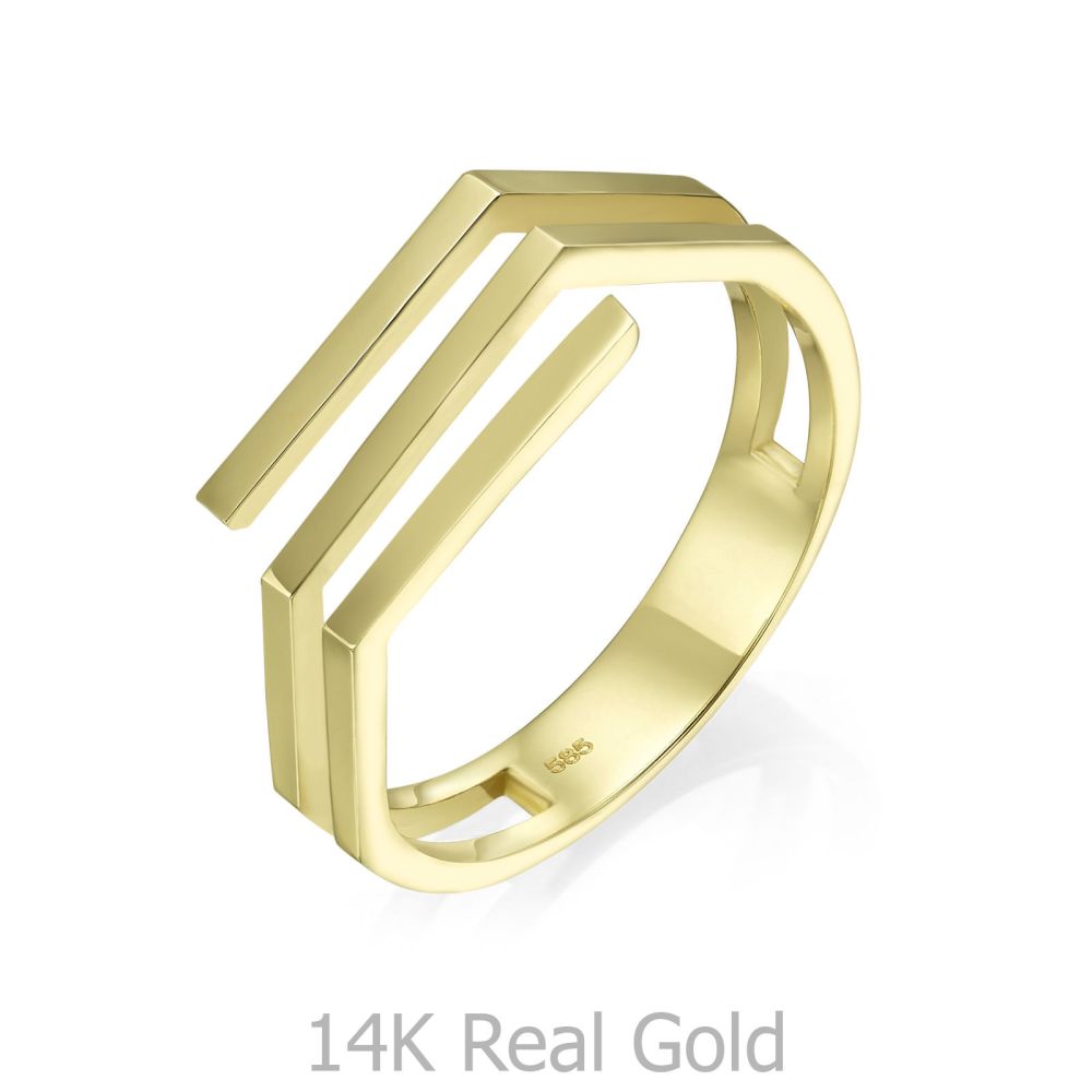 תכשיטי זהב לנשים | טבעת מזהב צהוב 14 קראט - אלין
