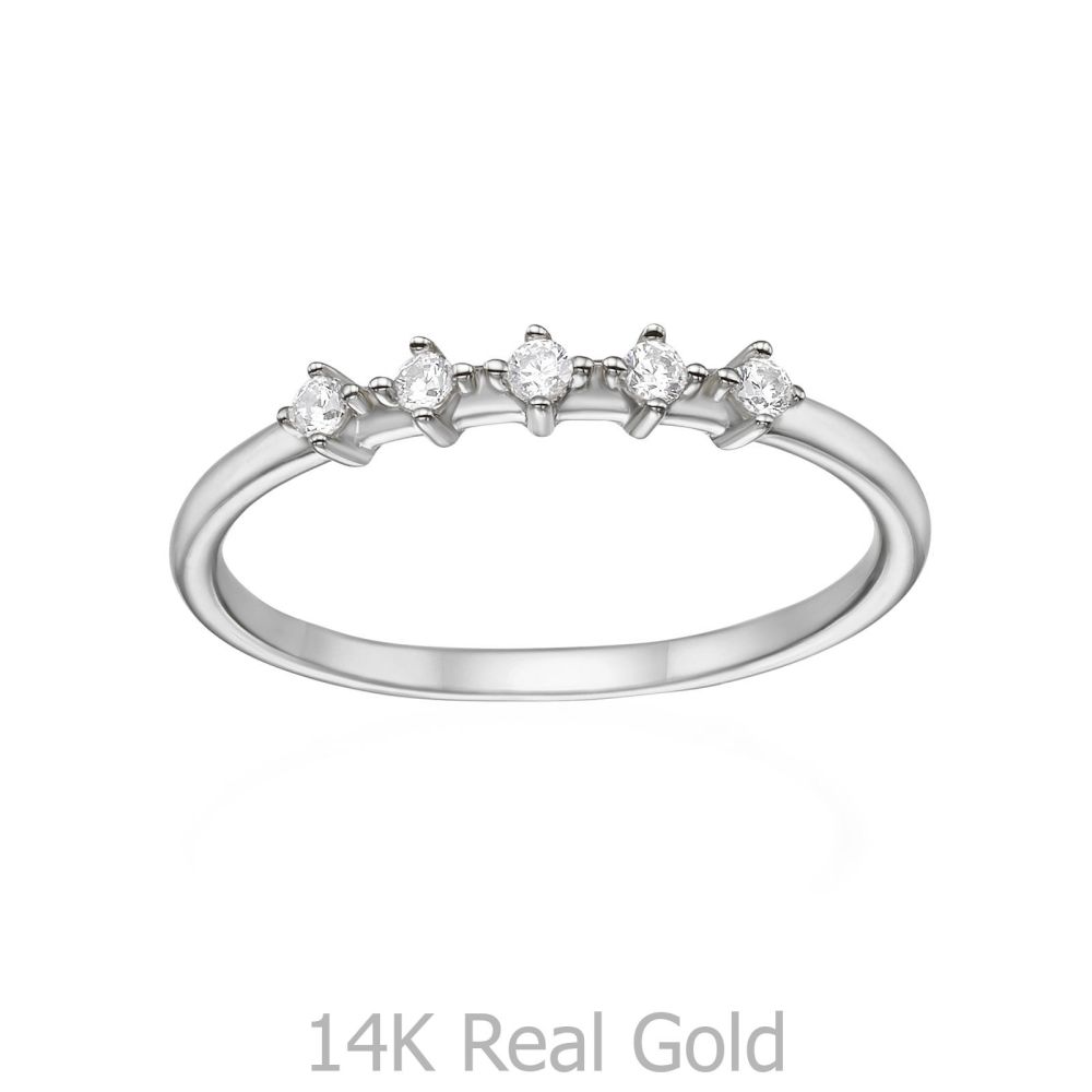 תכשיטי זהב לנשים | טבעת מזהב לבן 14 קראט - מייגן
