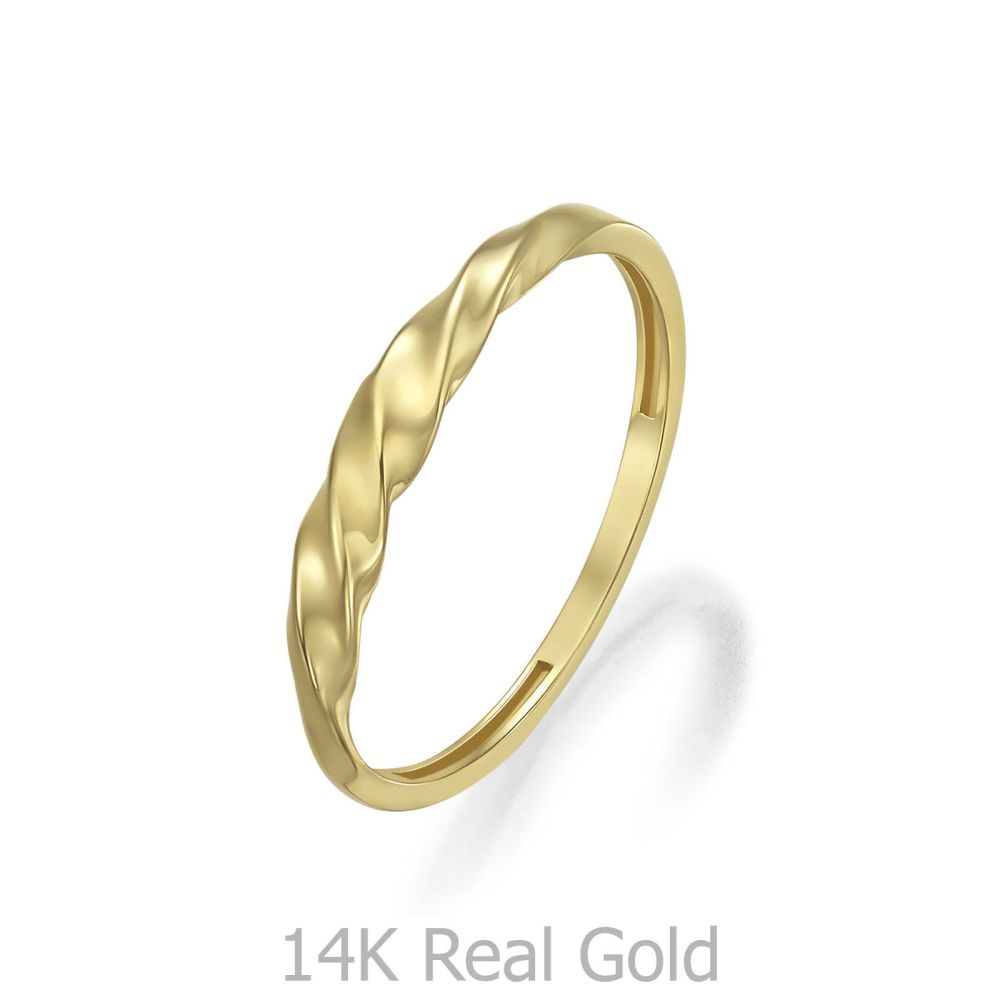 טבעות זהב | טבעת לנשים מזהב צהוב 14 קראט - ווינד