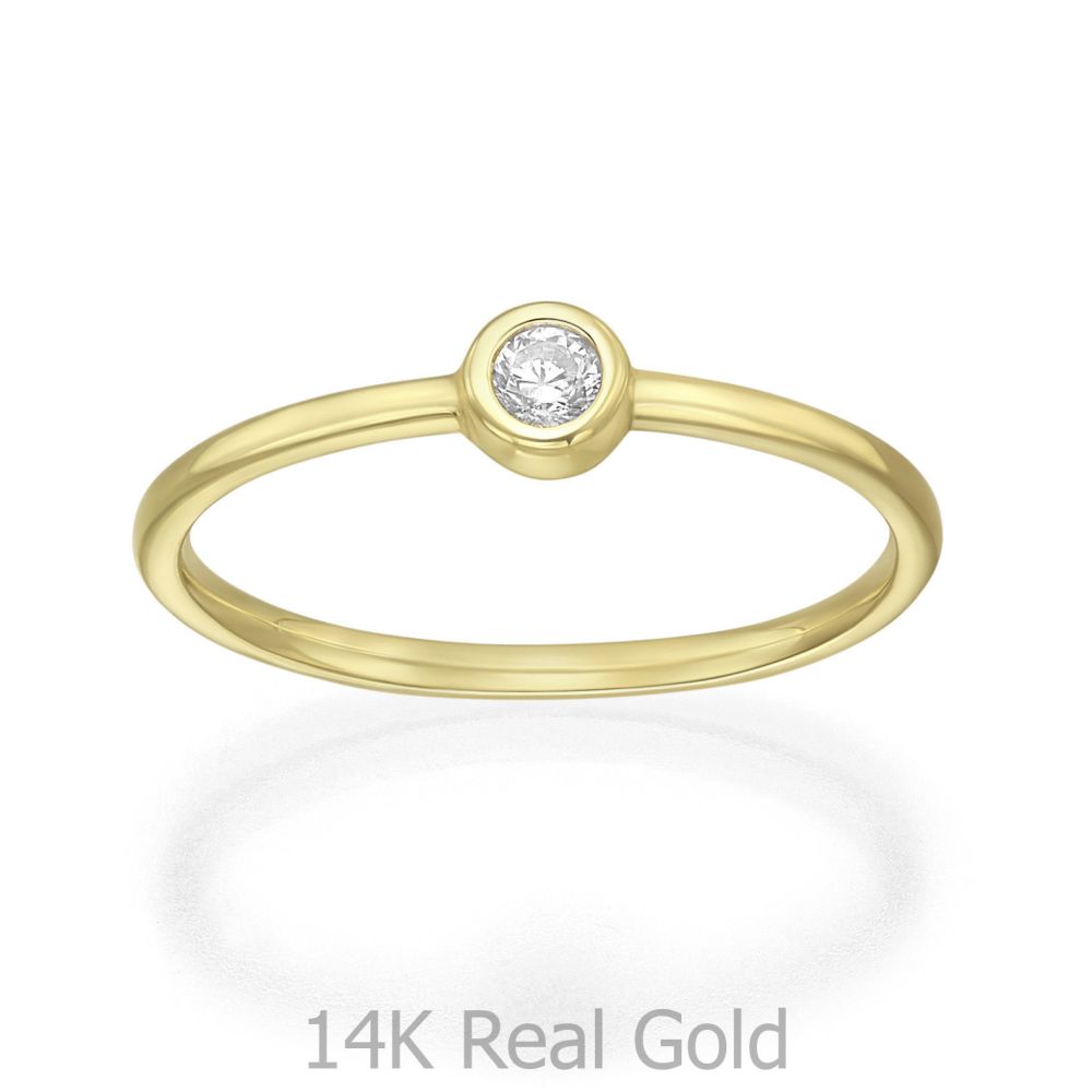 טבעות זהב | טבעת לנשים מזהב צהוב 14 קראט - לאורה