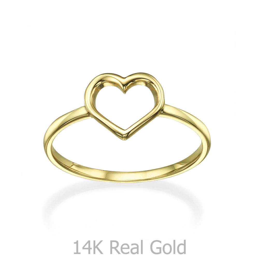 תכשיטי זהב לנשים | טבעת מזהב צהוב 14 קראט - לב