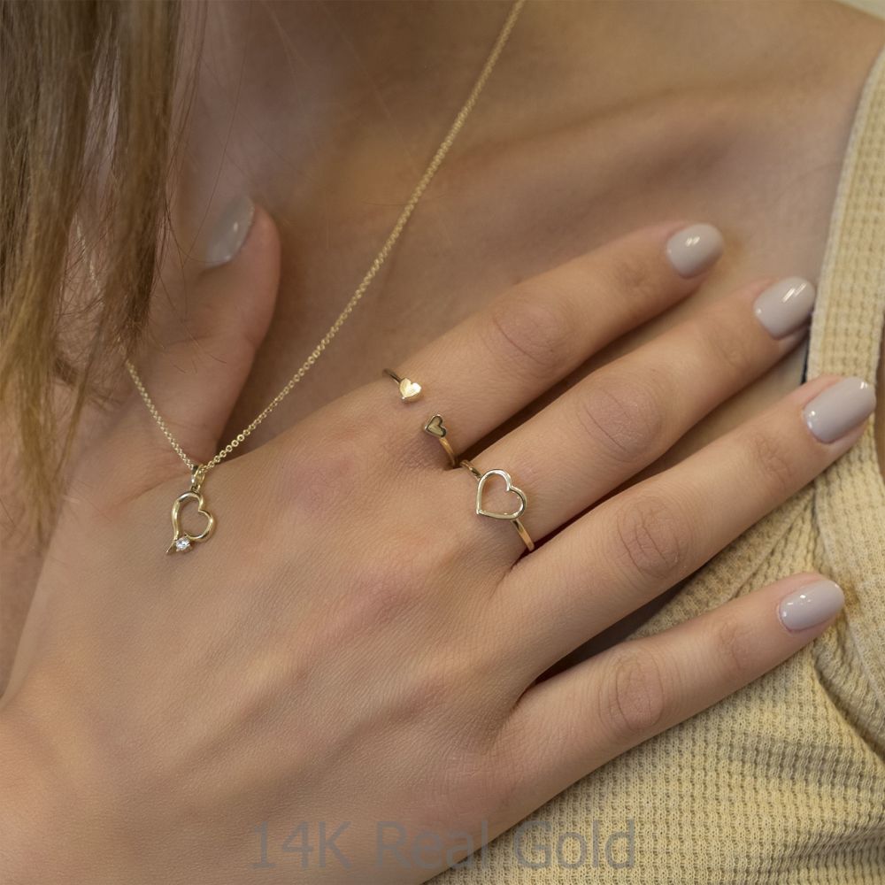 תכשיטי זהב לנשים | טבעת מזהב צהוב 14 קראט - לב