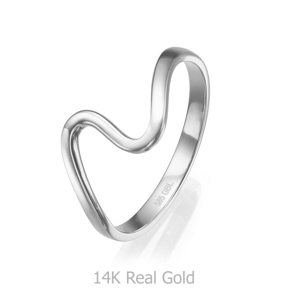 טבעות זהב | טבעת מזהב לבן 14 קראט - גל