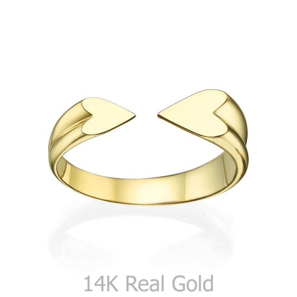 תכשיטי זהב לנשים | טבעת פתוחה מזהב צהוב 14 קראט - הלב שלי