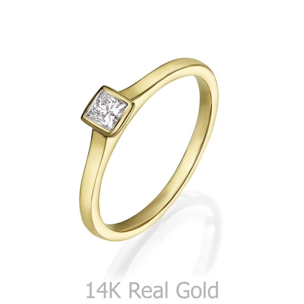תכשיטי יהלומים | טבעת יהלומים מזהב צהוב 14 קראט - קאיה