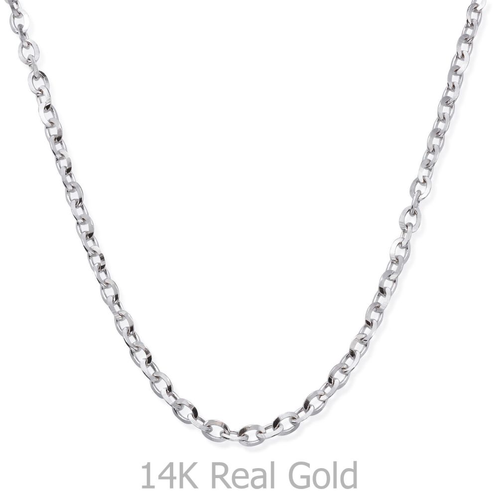 תכשיטים לגבר | שרשרת זהב לבן 14 קראט לגבר, מדגם רולו 2.2 מ