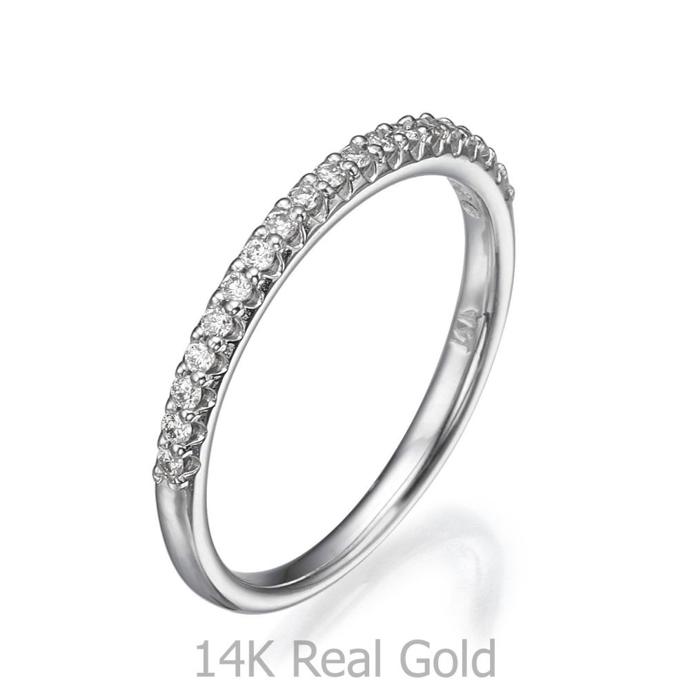 תכשיטי יהלומים | טבעת יהלום מזהב לבן 14 קראט - נסיכת הקרח