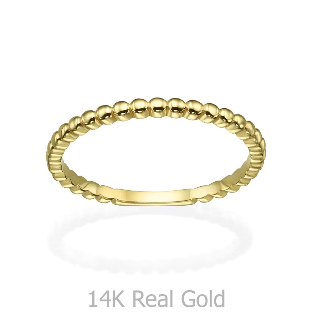 תכשיטי זהב לנשים | טבעת מזהב צהוב 14 קראט - כדורים