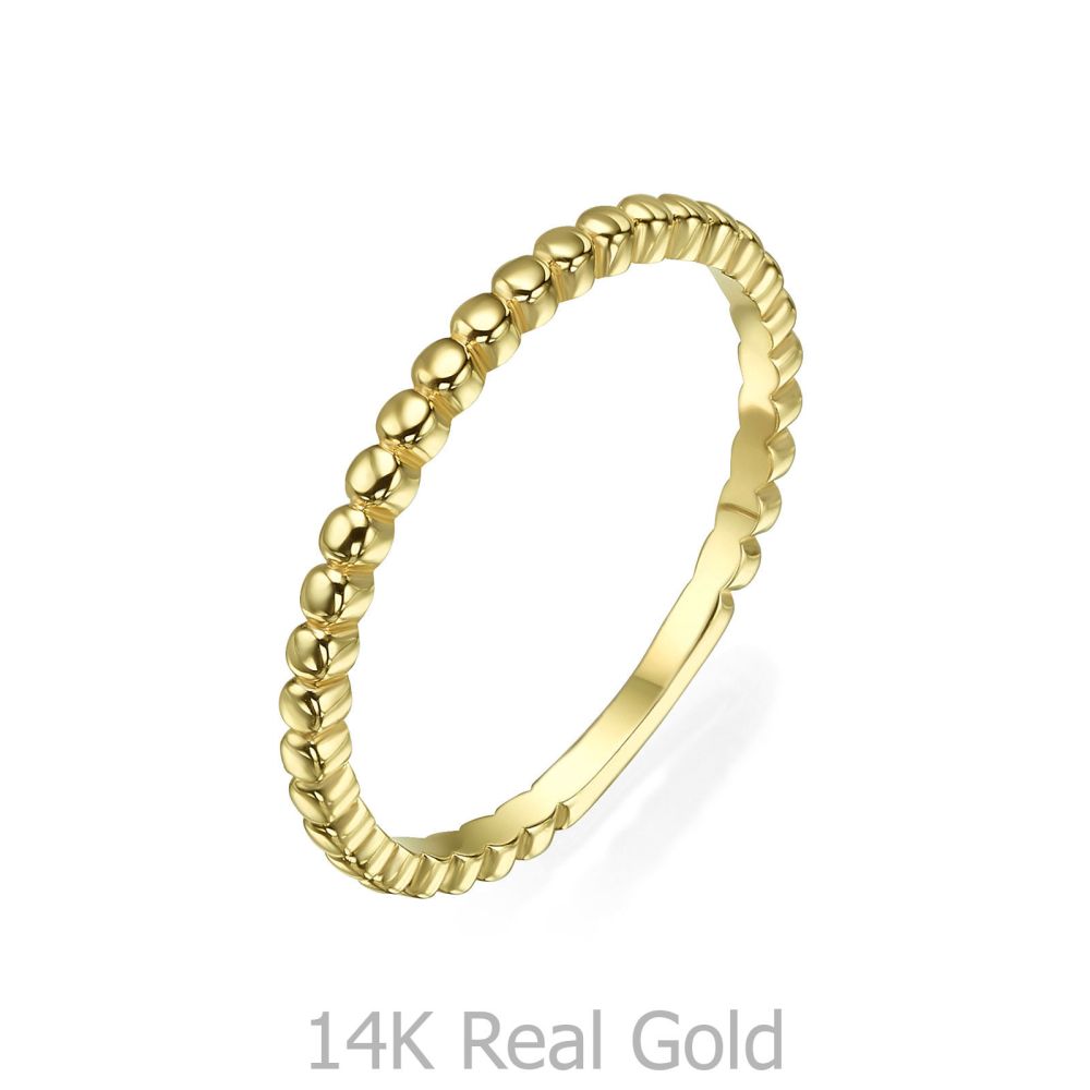 תכשיטי זהב לנשים | טבעת מזהב צהוב 14 קראט - כדורים