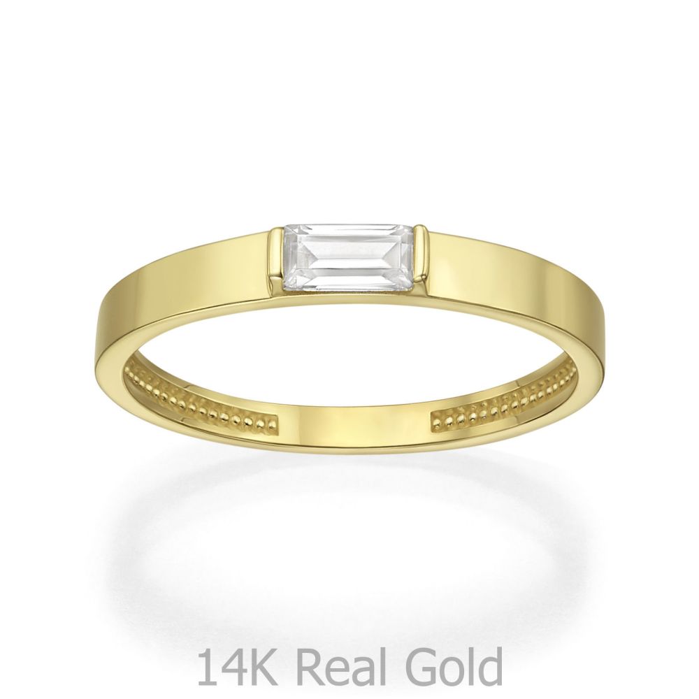 טבעות זהב | טבעת לנשים מזהב צהוב 14 קראט - נואל