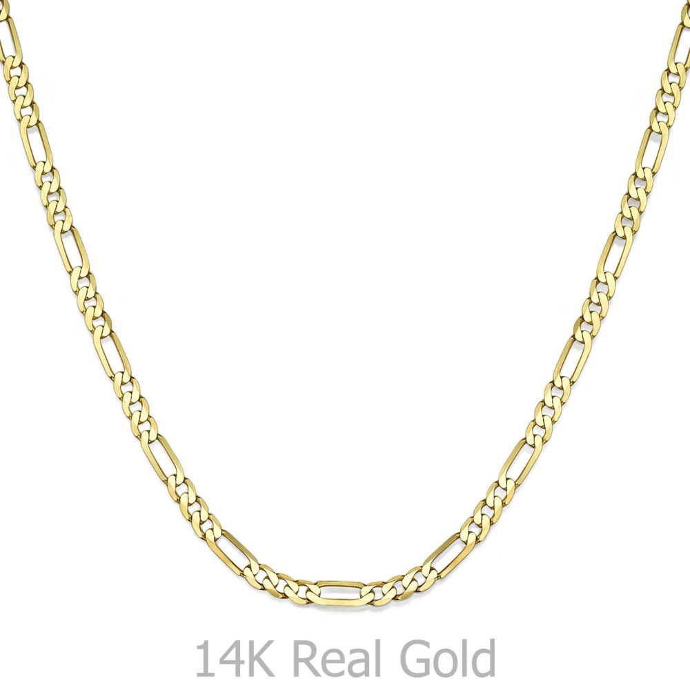 תכשיטים לגבר | שרשרת זהב צהוב 14 קראט לגבר, מדגם פיגרו 3.84 מ''מ עובי, 60 ס