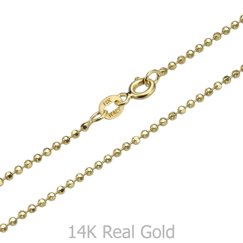 תכשיטים לגבר | שרשרת זהב צהוב 14 קראט לגבר, מדגם כדורים 1.8 מ