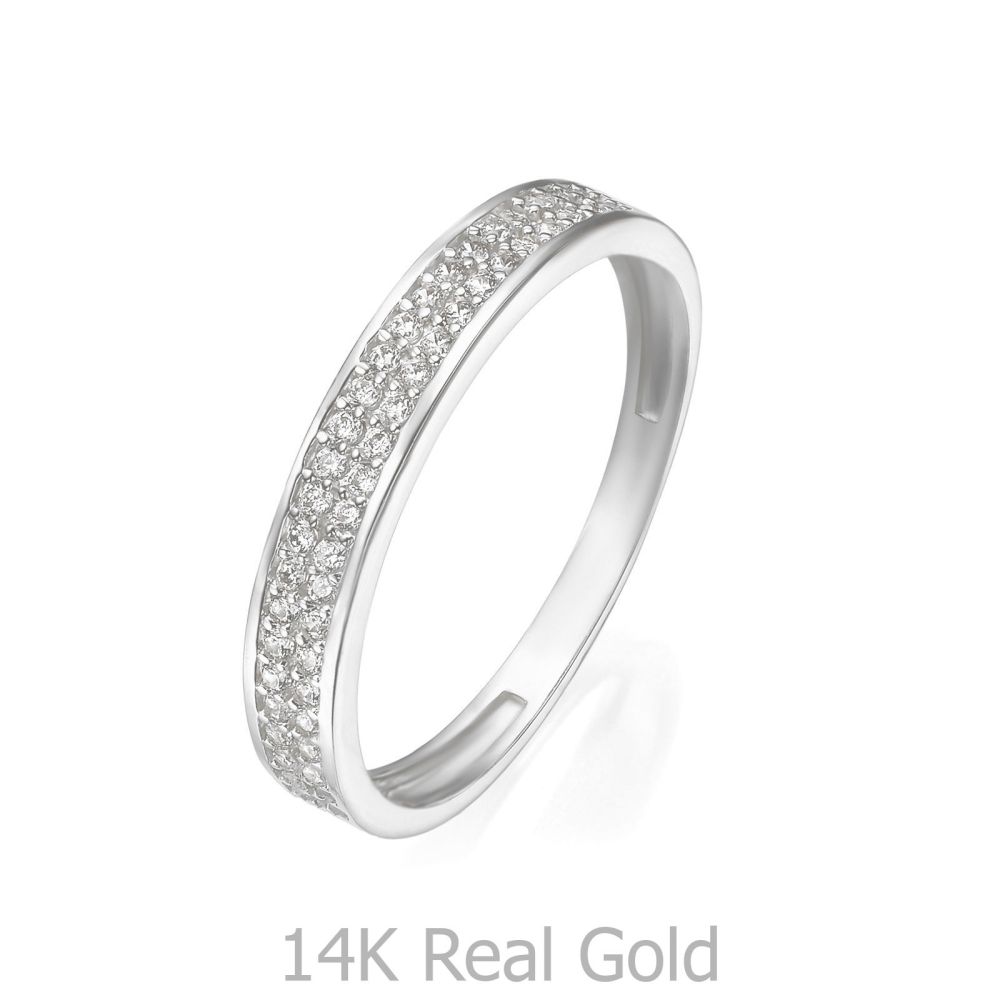 טבעות זהב | טבעת מזהב לבן 14 קראט - מריאן