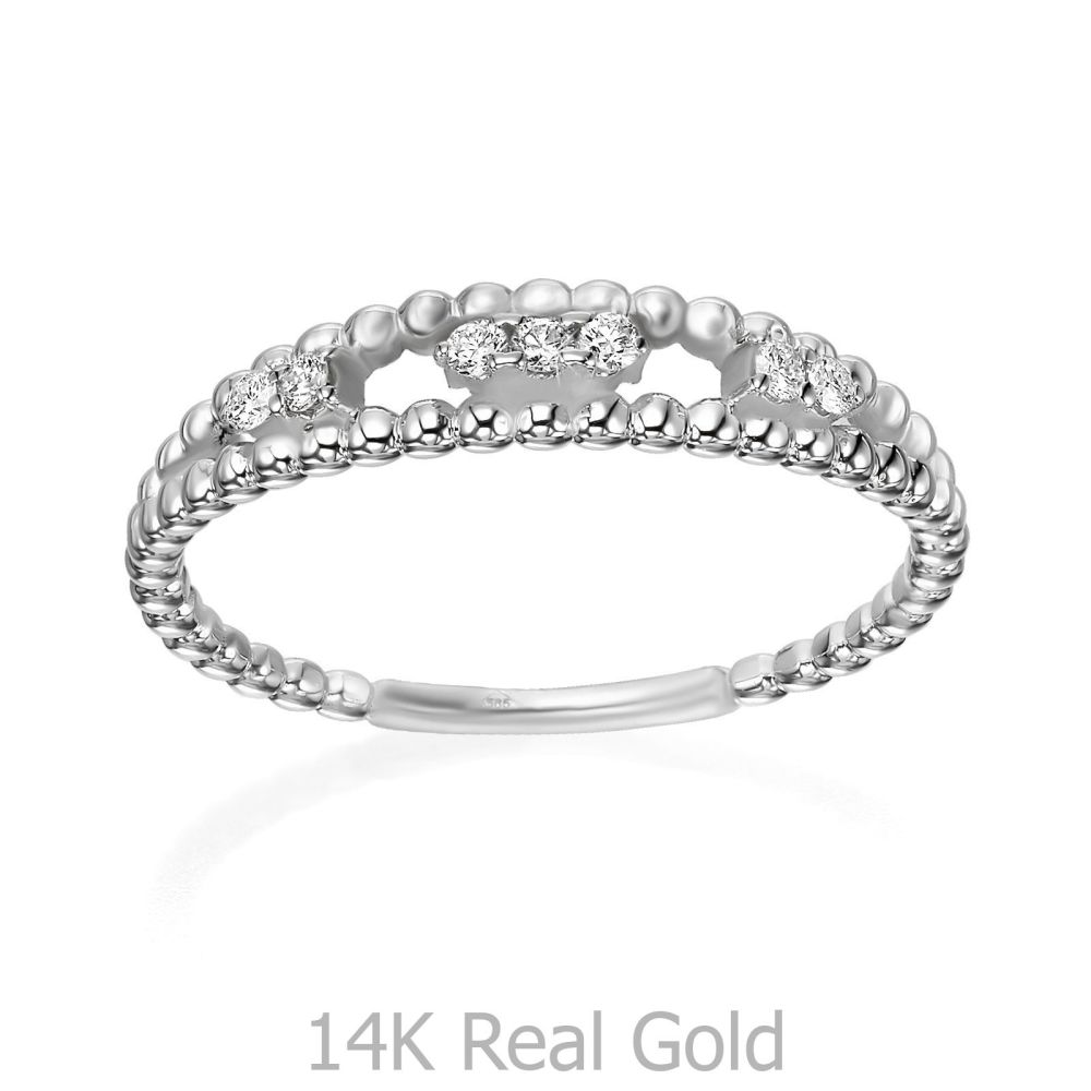 תכשיטי יהלומים | טבעת יהלום מזהב לבן 14 קראט - קיילי