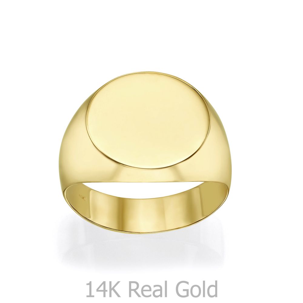 תכשיטי זהב לנשים | טבעת חותם מזהב צהוב 14 קראט - חותם מומבאי